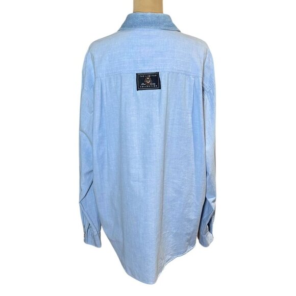 VTG 90s The Limited Collection Patchwork Shirt Sz.L Blue Red Oversized Cottage - Picture 3 of 8